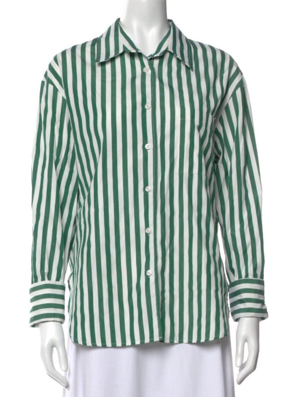 The Frankie Shop Striped Long Sleeve Button-Up Top